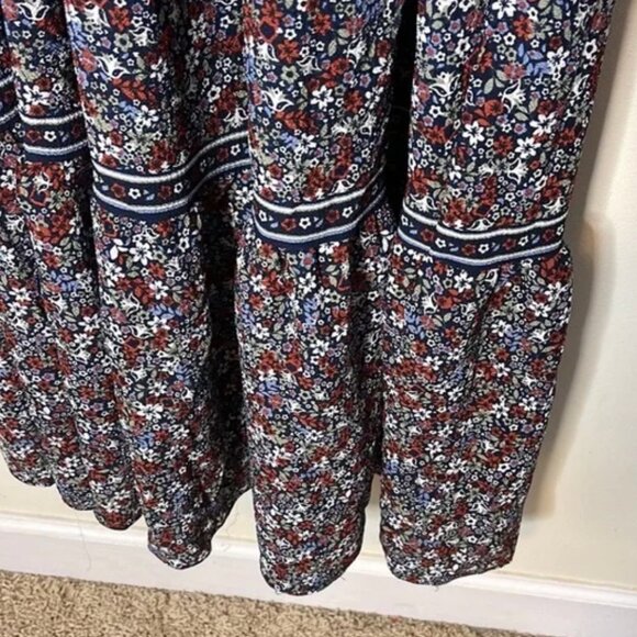 MAX STUDIO Tiered Navy Floral Midi Dress Size Small - Picture 8 of 8